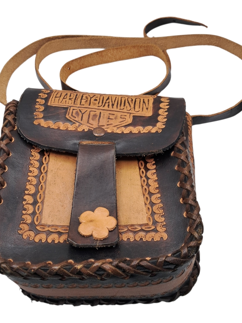 Harley-Davidson Two-Tone Brown Leather Crossbody Bag